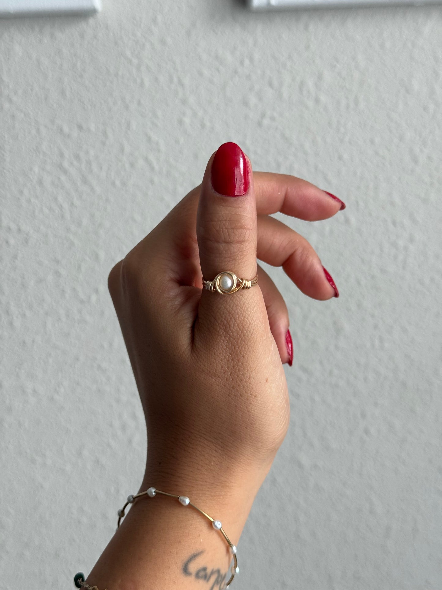 Genuine pearl ring