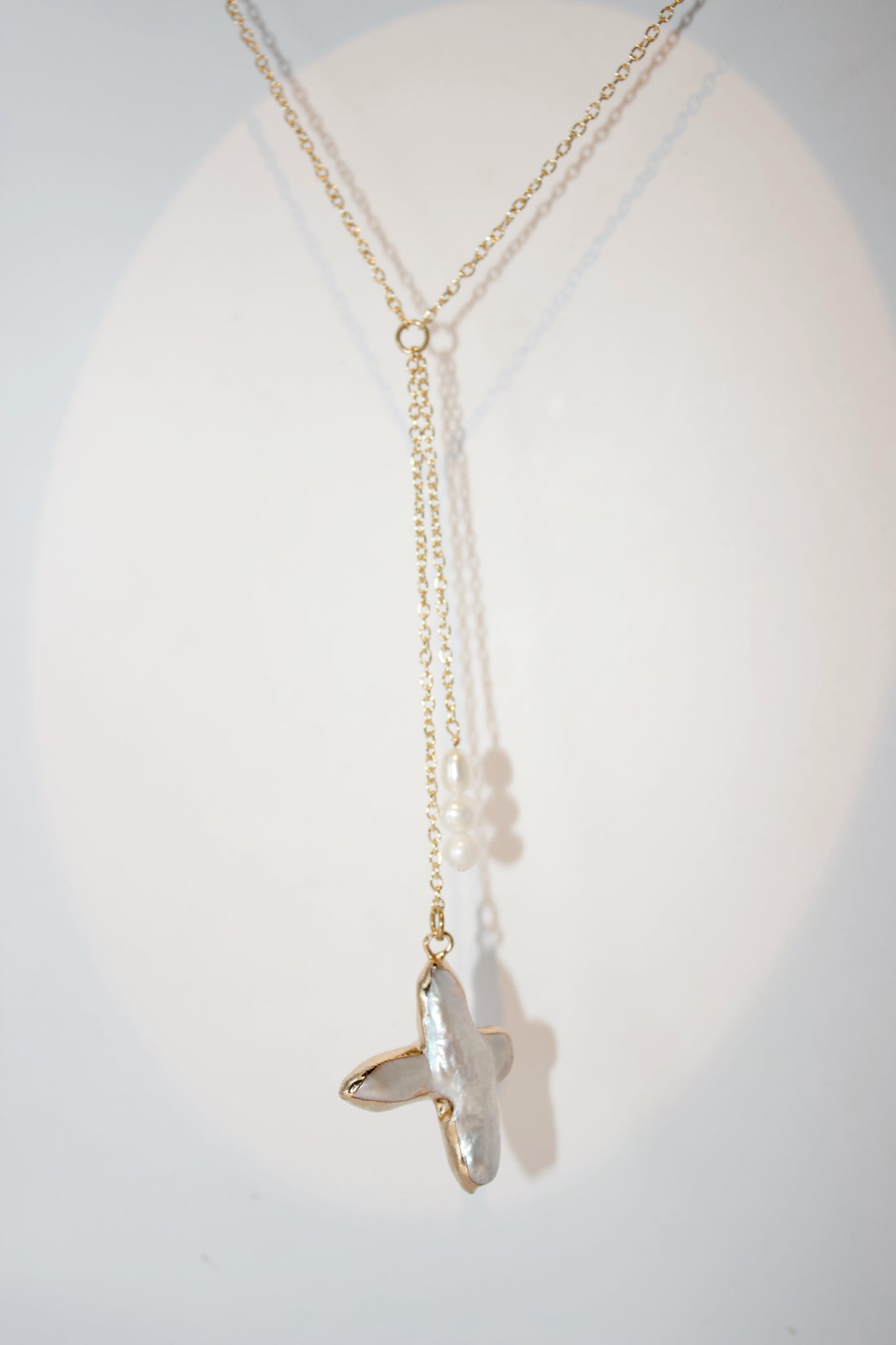 Holiday spirit necklace -genuine cross pearl