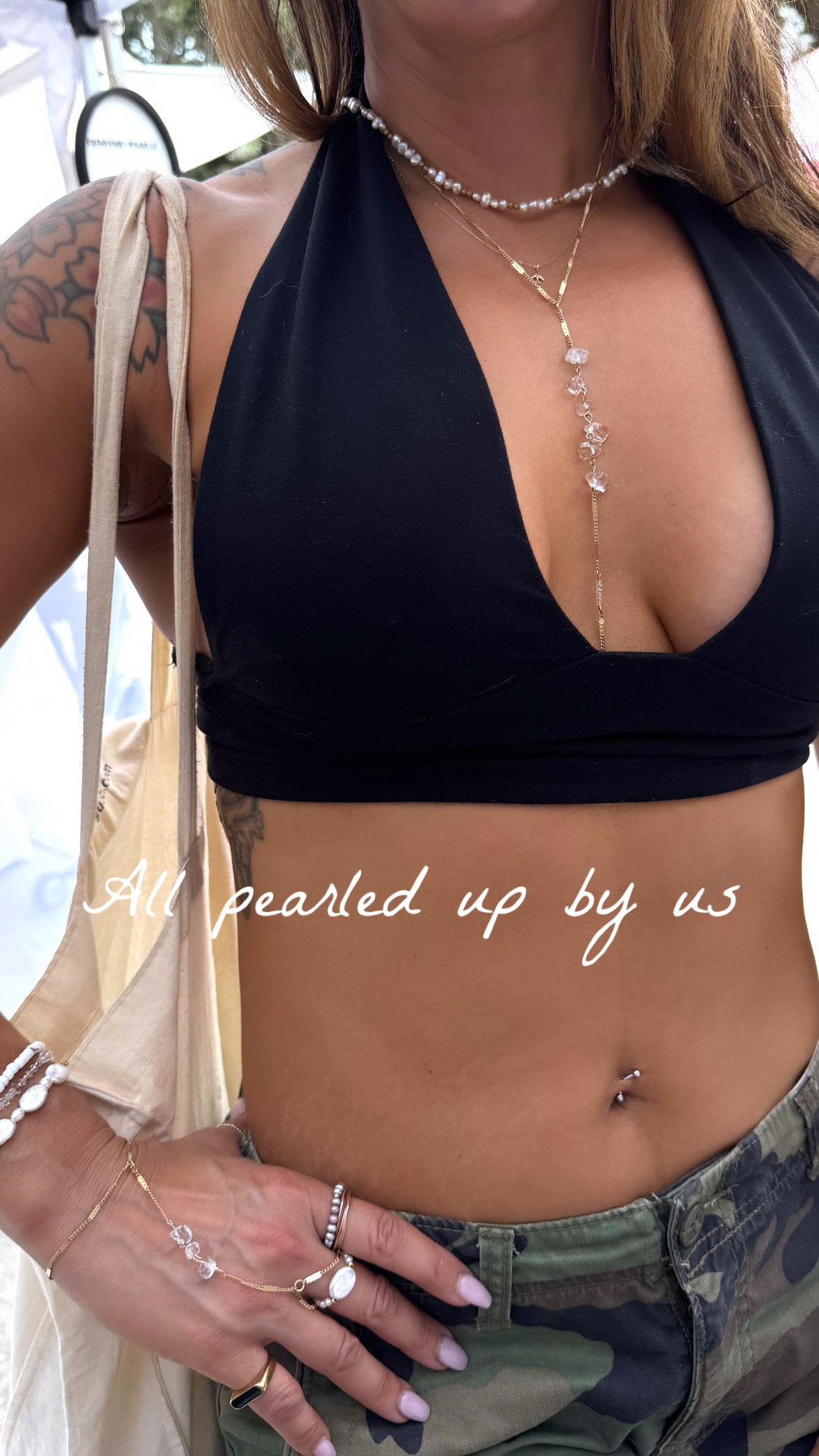 Body chain with raw crystals