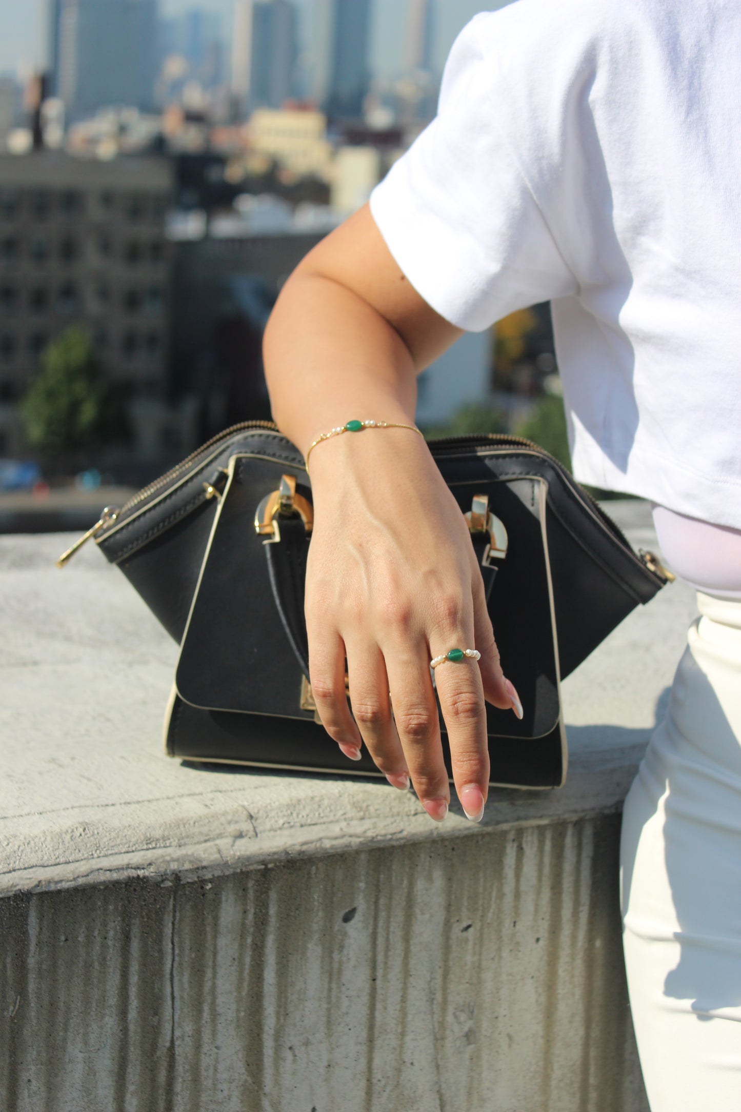 Vintage onyx bracelet (gold/silver)