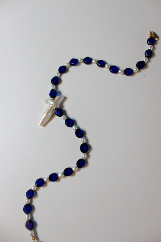 Midnight necklace - Genuine cross pearl