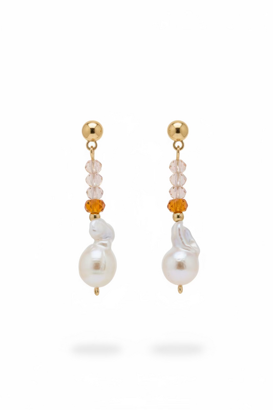 Peach blush earrings(genuine pearls)