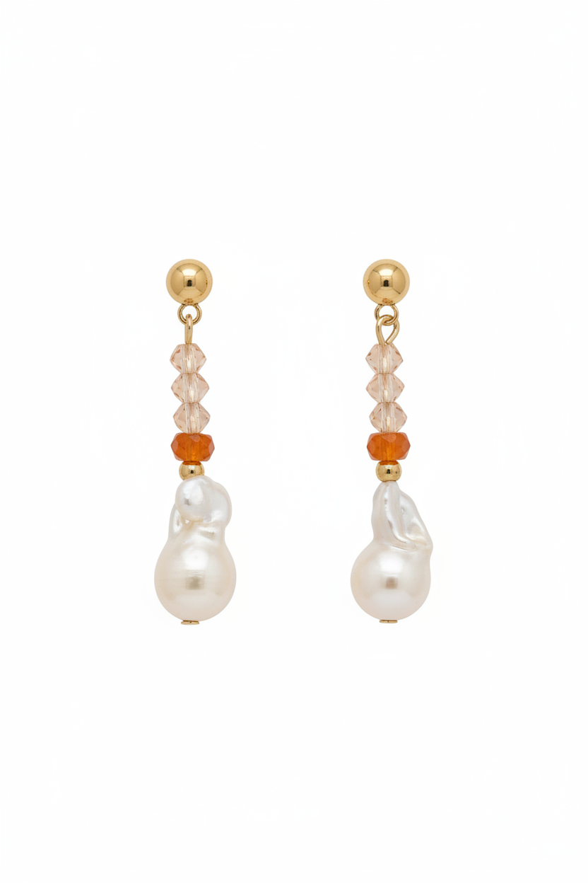 Peach blush earrings(genuine pearls)