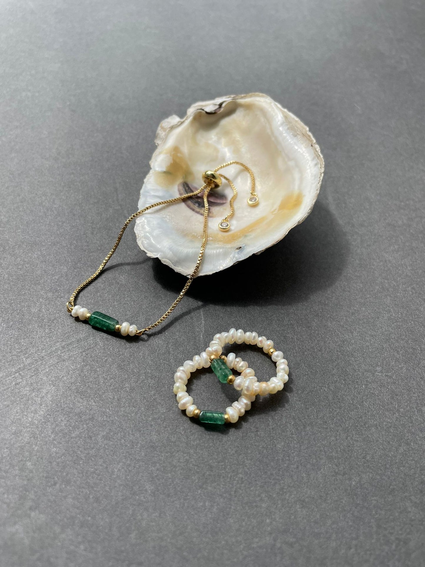 Green Onyx Bracelet (gold/silver)