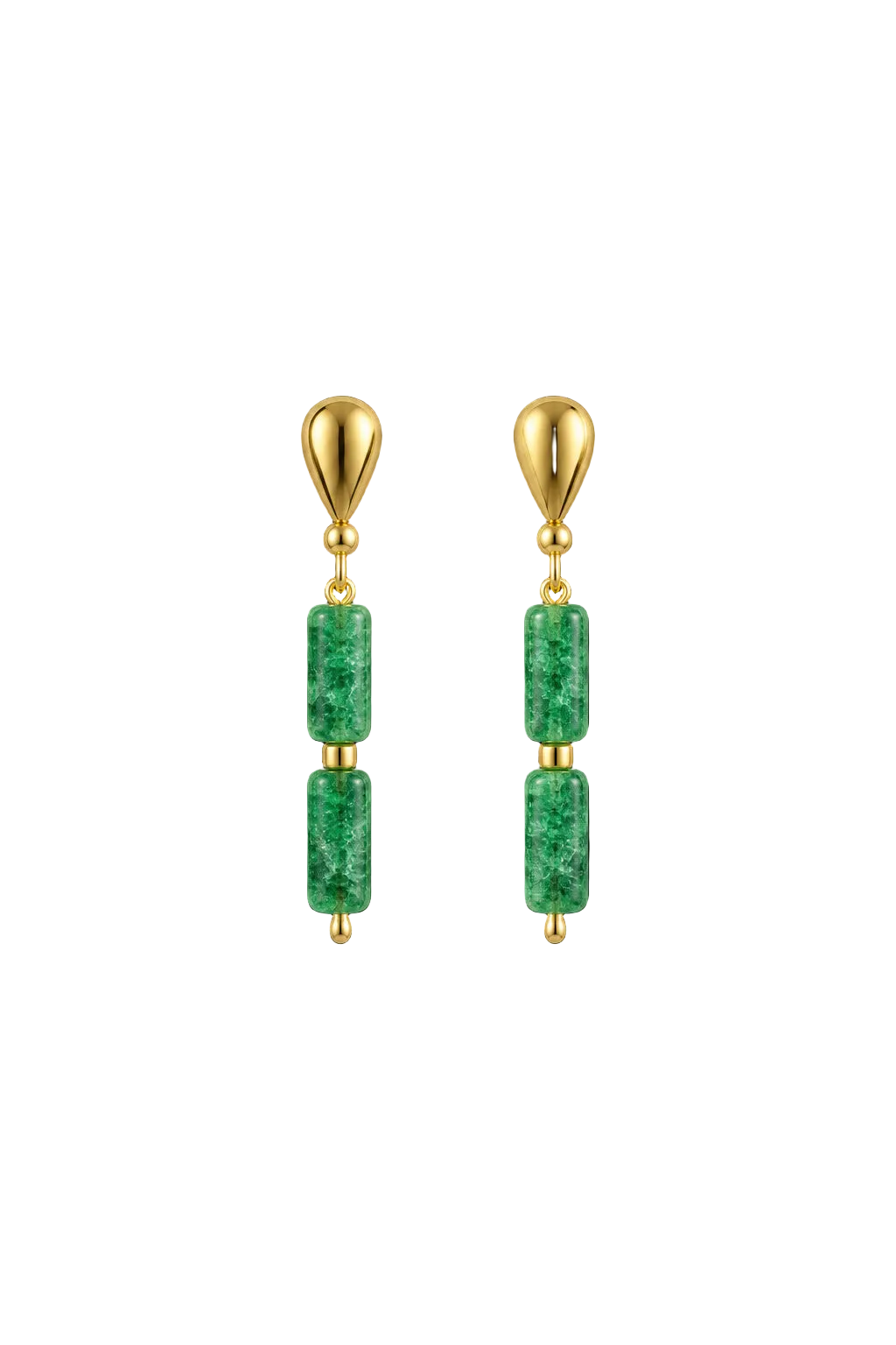 Green onyx square earrings