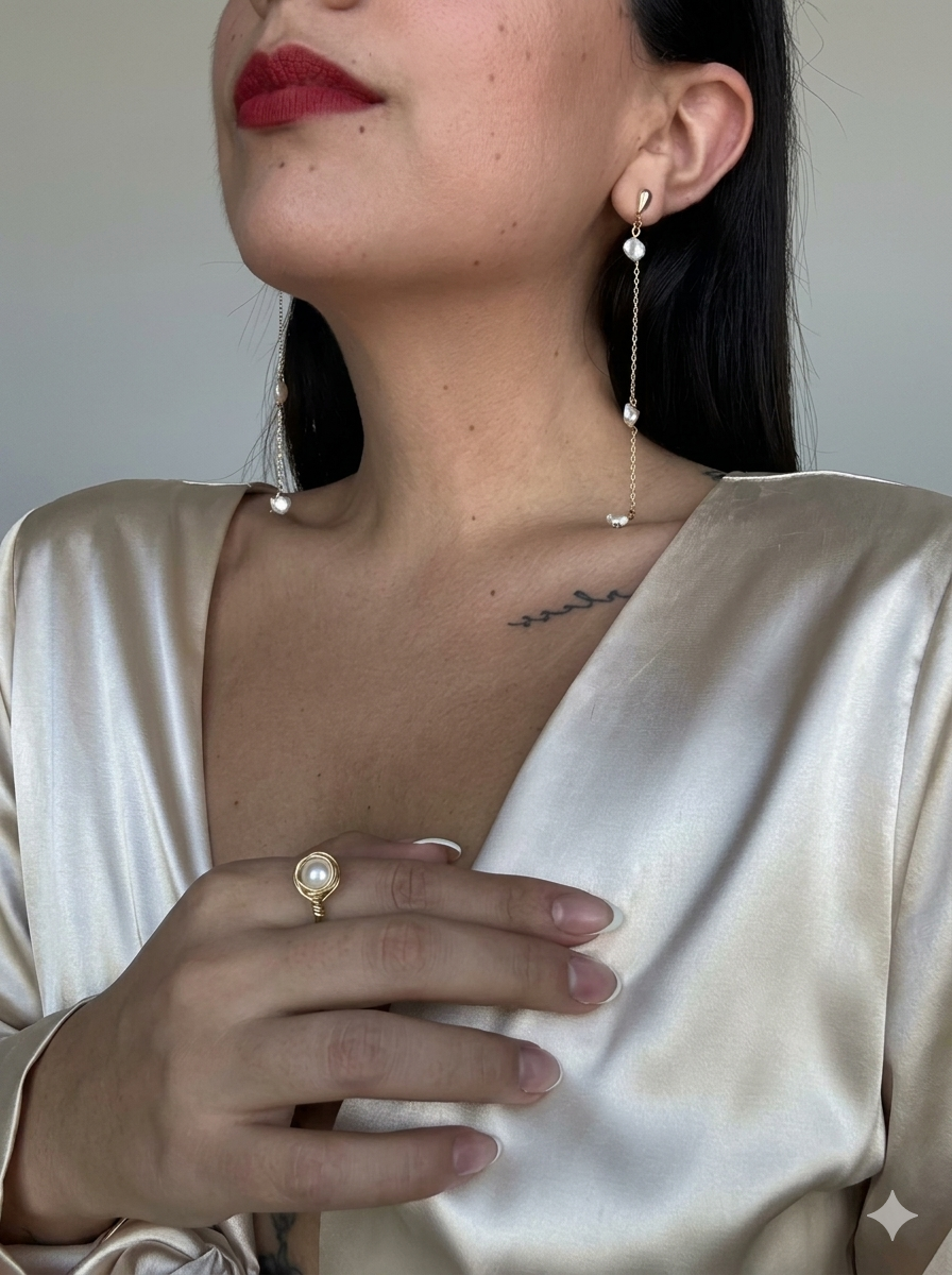 Waterfall pearl earrings — Keshi pearl
