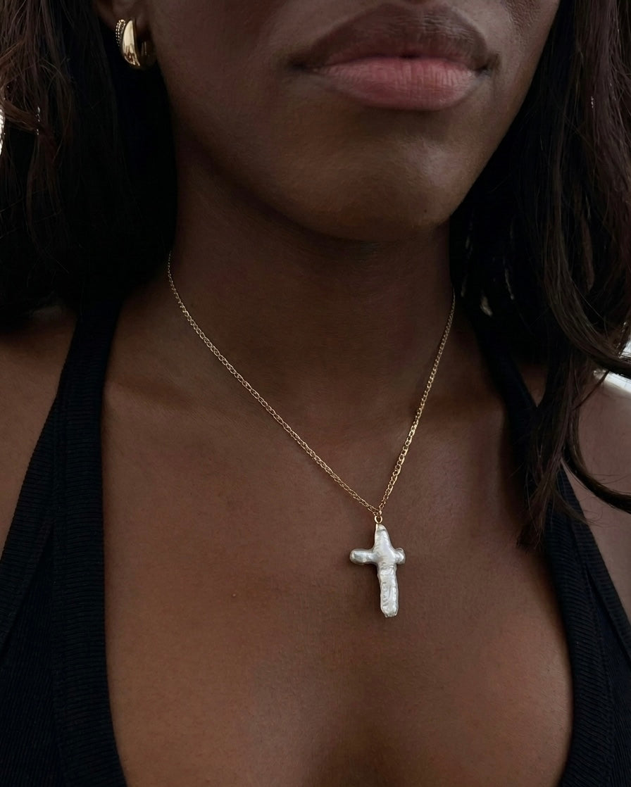 Pearl cross necklace