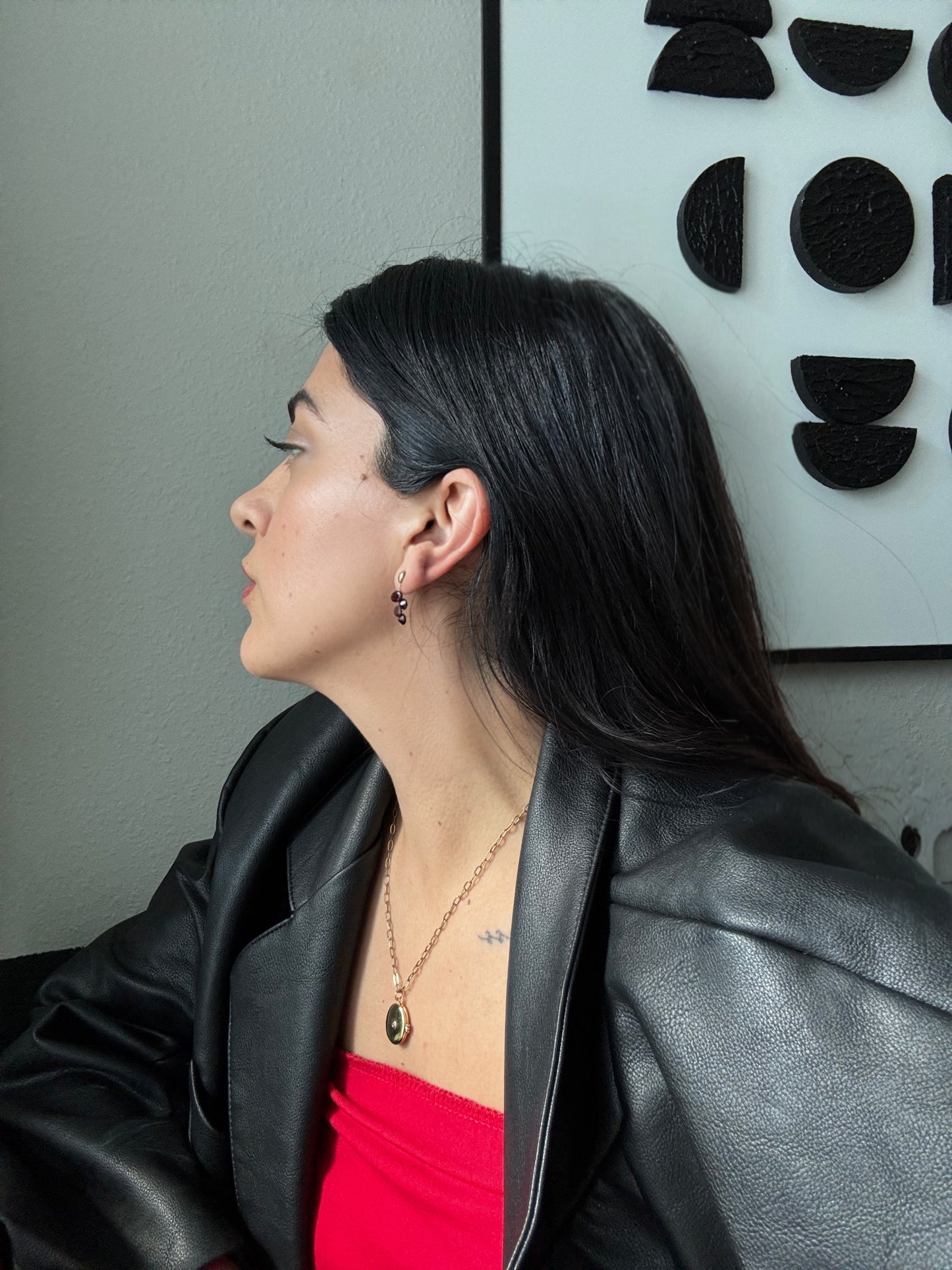 Garnet love earrings