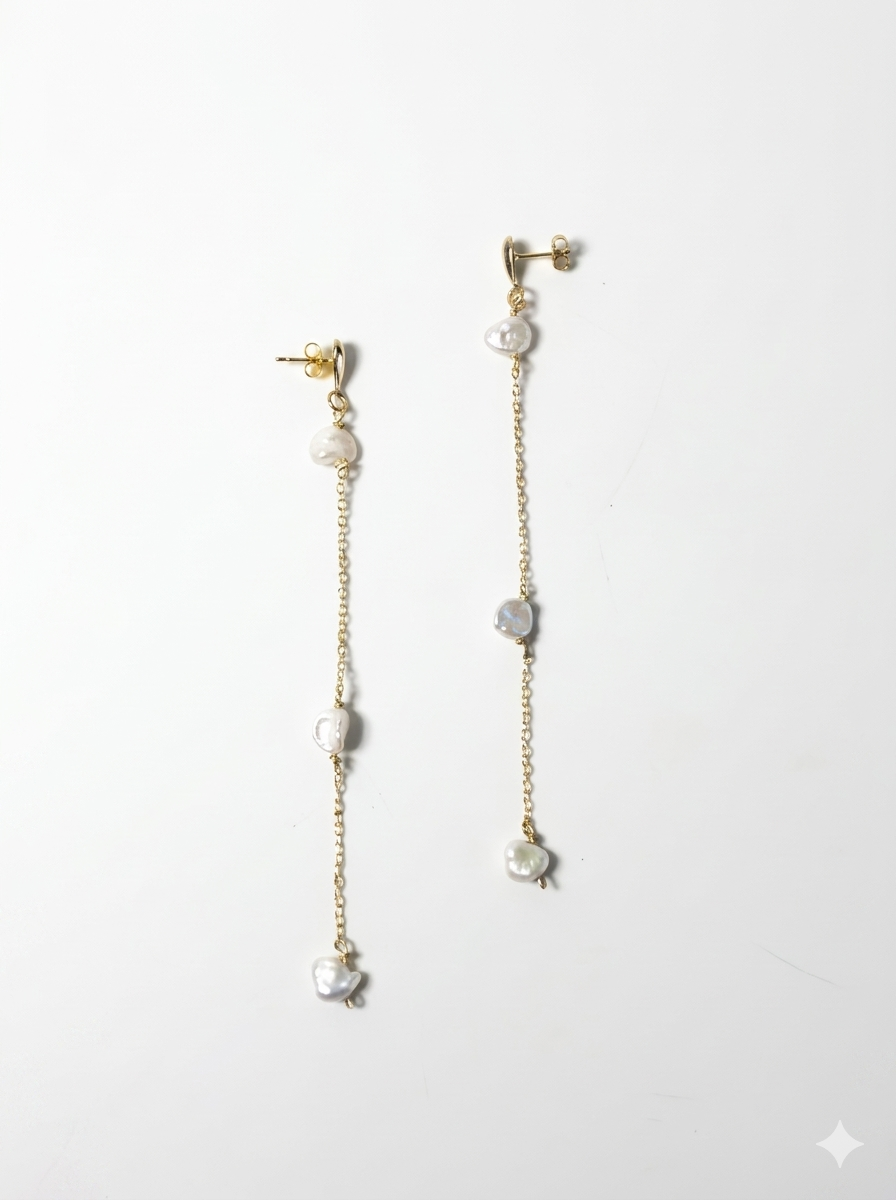 Waterfall pearl earrings — Keshi pearl