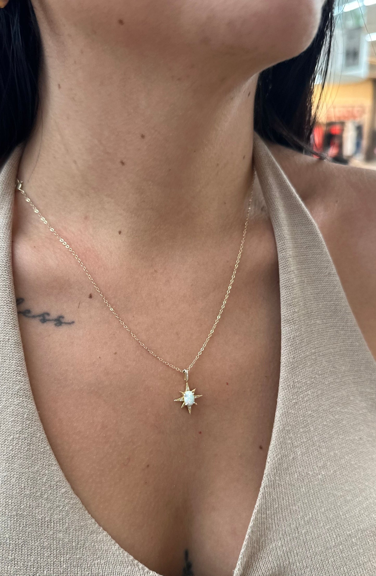 Opal star necklace
