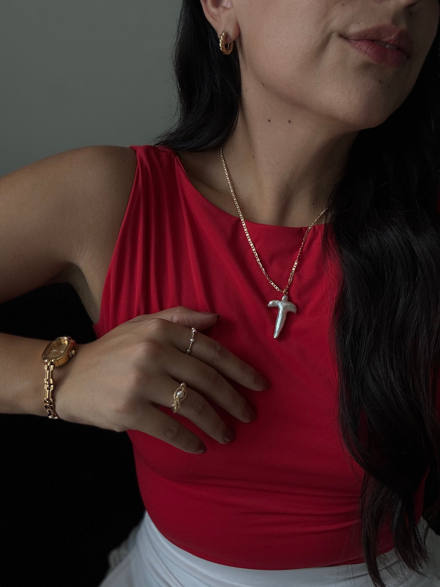 Pearl cross necklace
