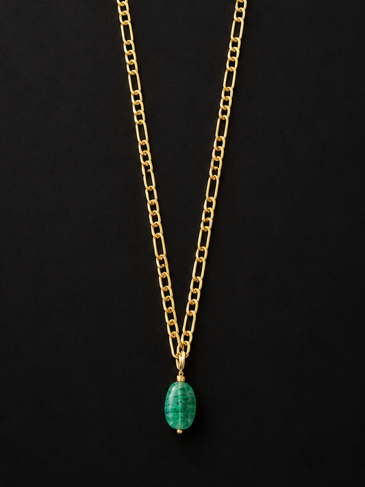 Green onyx round pendant