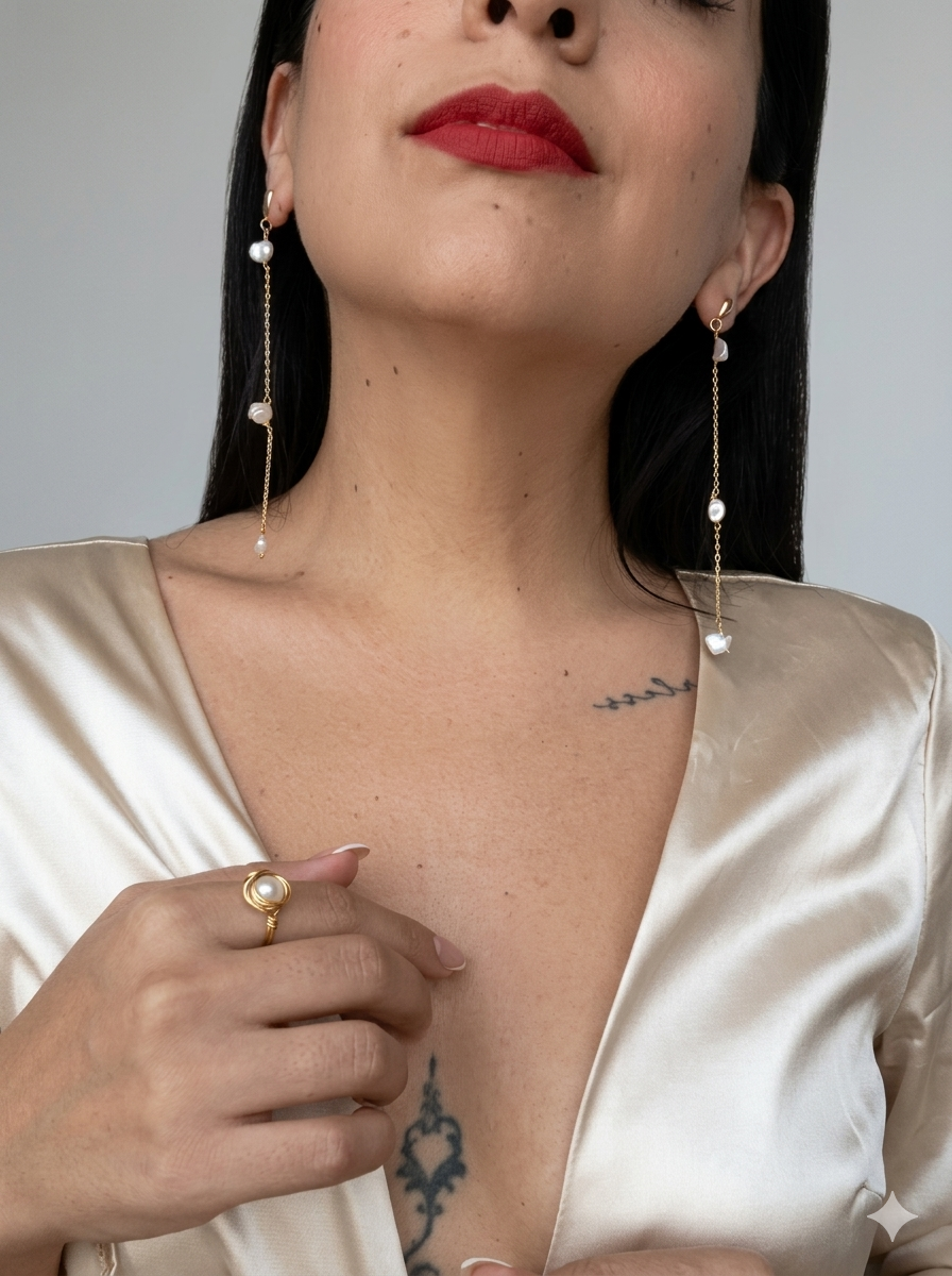 Waterfall pearl earrings — Keshi pearl