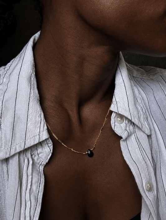Black onyx simple necklace