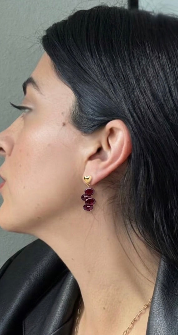 Garnet love earrings