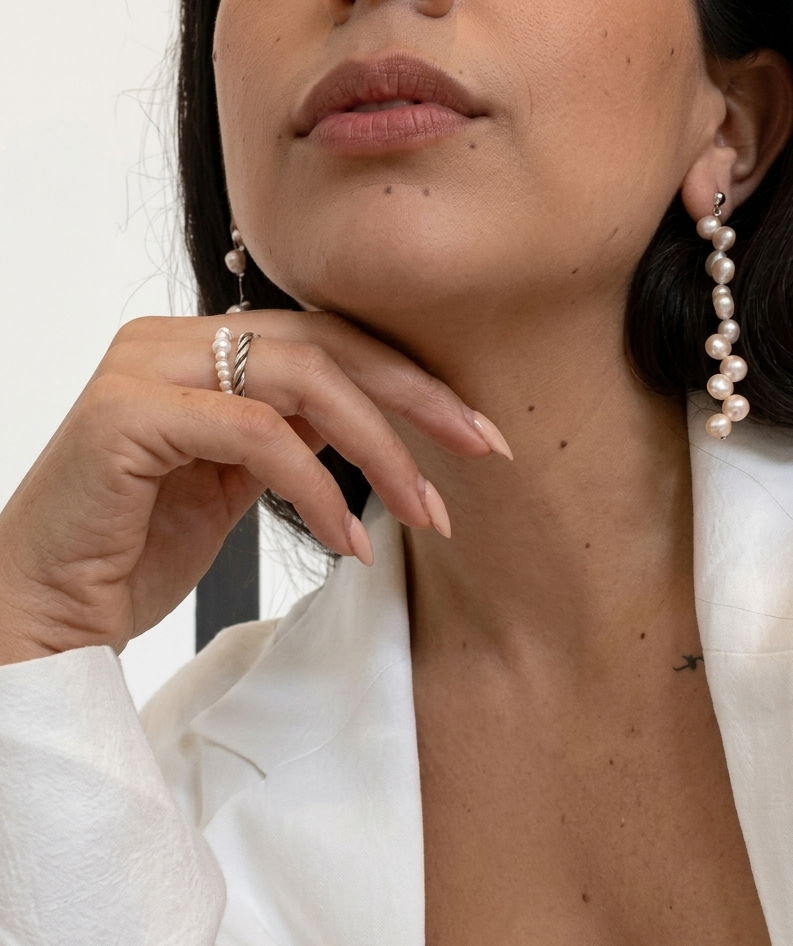 Lazo earrings - Genuine pearls