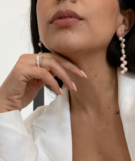 Lazo earrings - Genuine pearls
