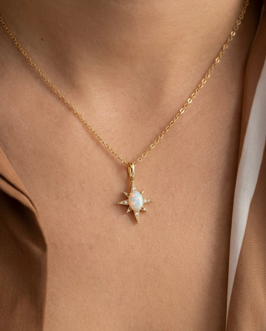 Opal star necklace