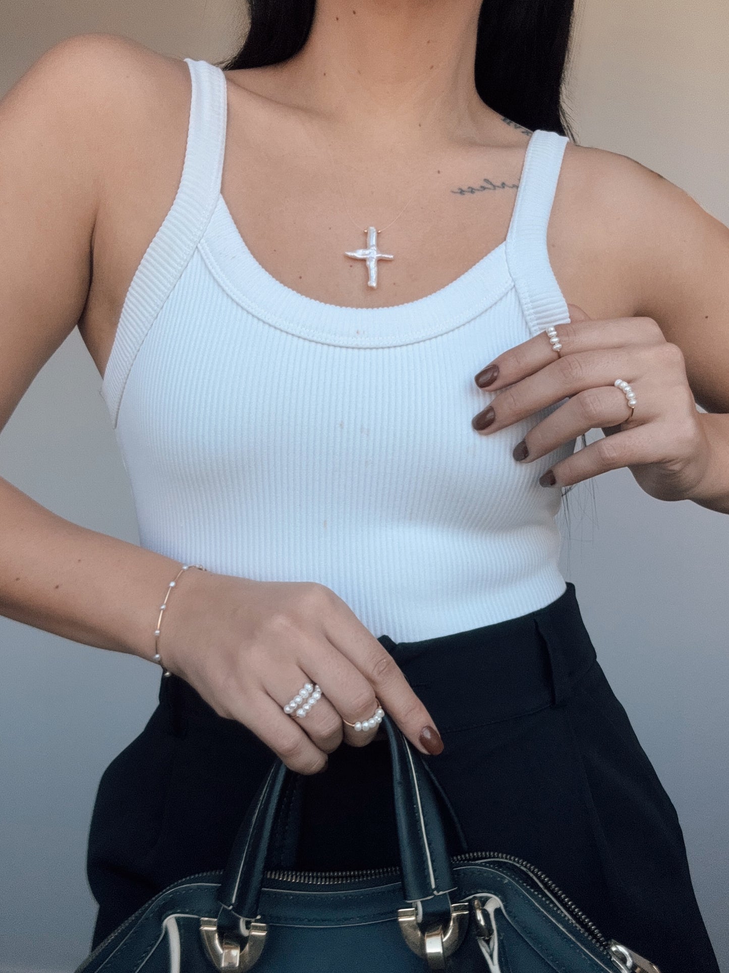 Dainty pearl ring