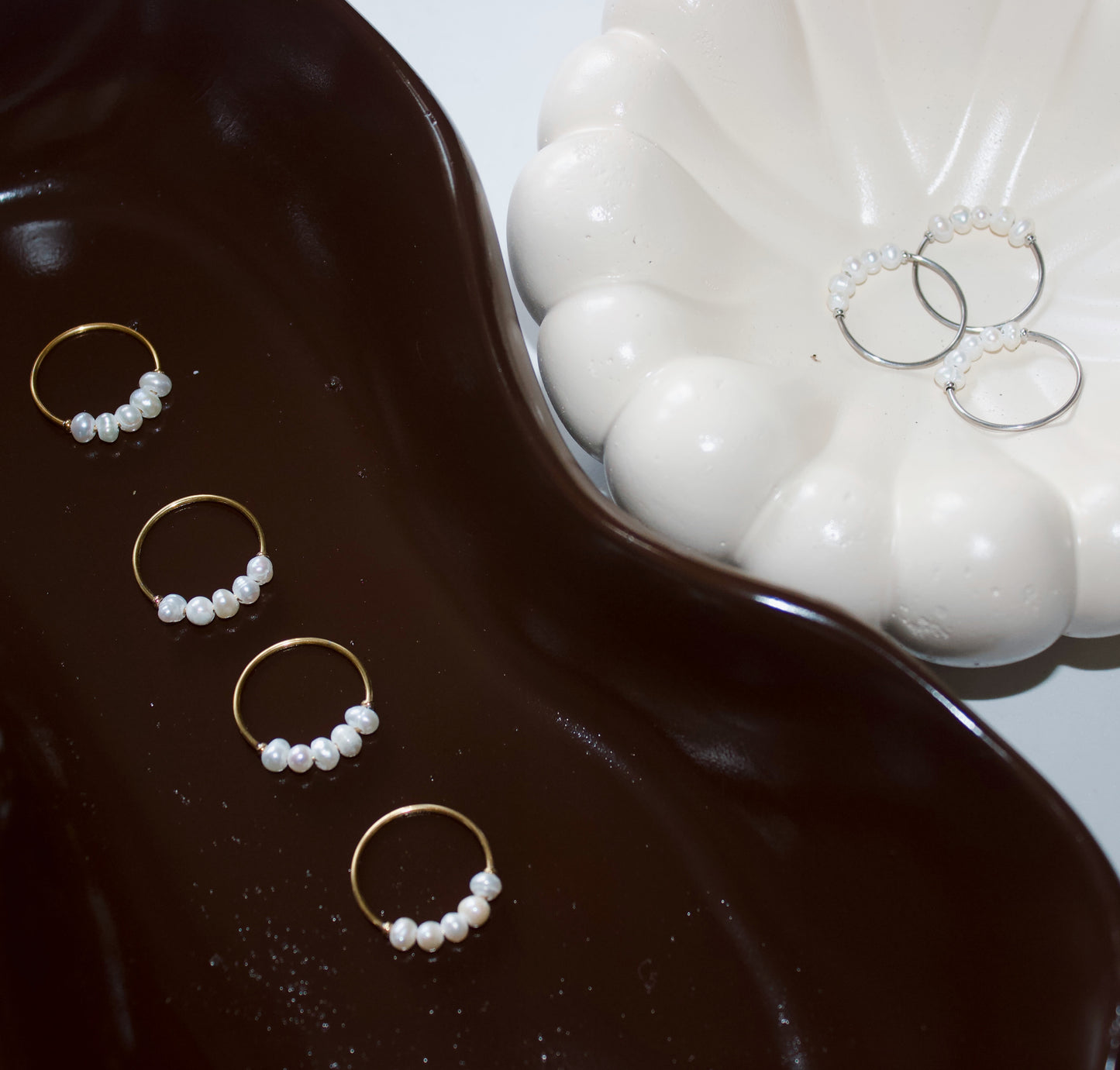 Dainty pearl ring