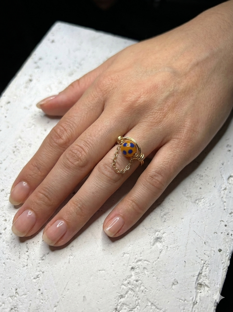 Orange ladybug ring