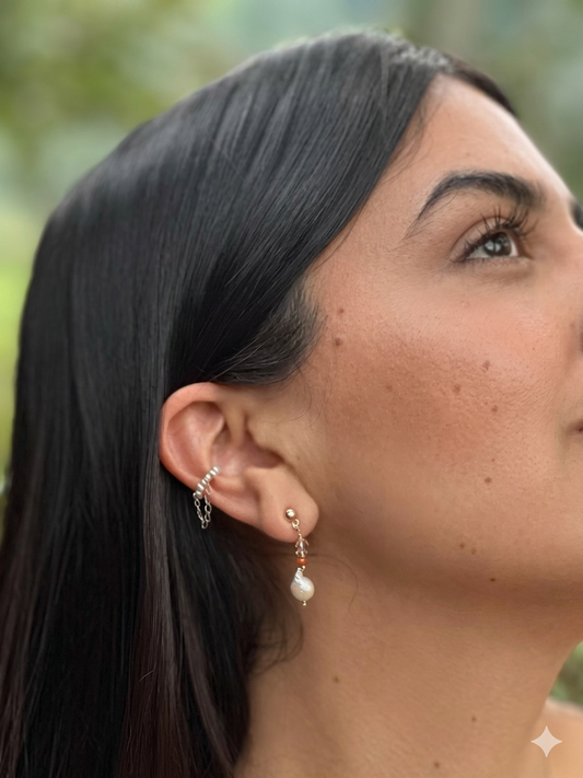 Peach blush earrings(genuine pearls)
