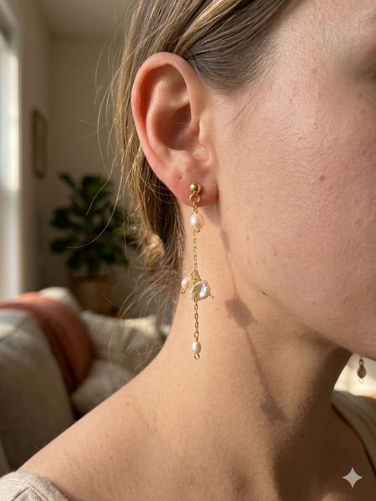 Main en perle earrings (keshi pearls)