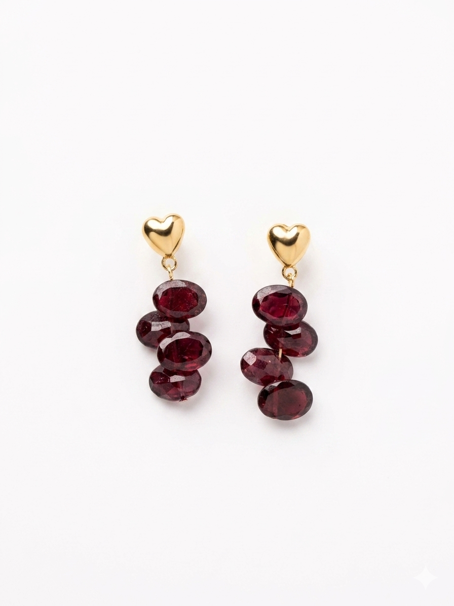 Garnet love earrings